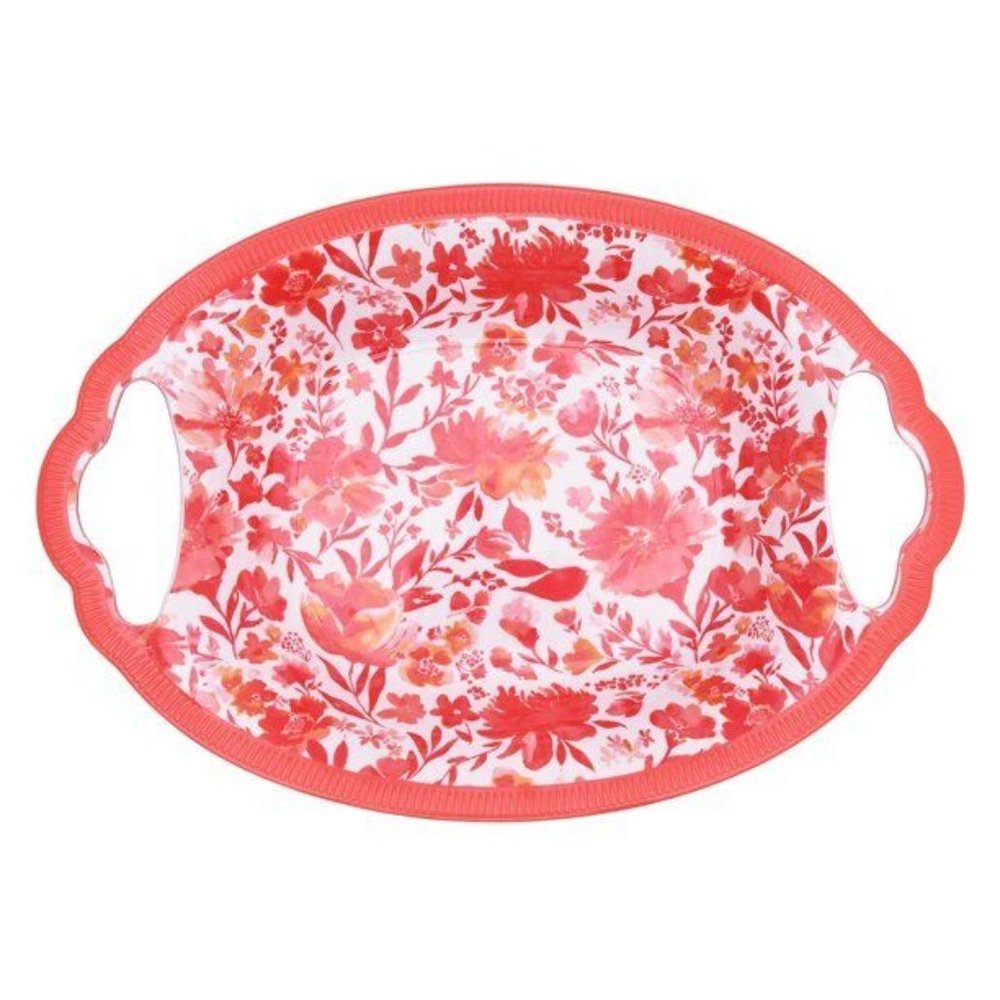 The Pioneer Woman Painterly Floral Melamine Oval Serve Bowl Coral New